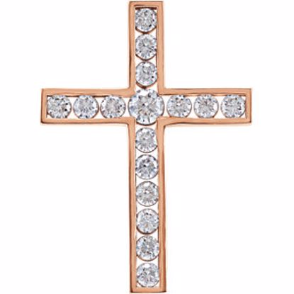 R42310:60008:P 14kt Rose 1 CTW Diamond Cross Pendant