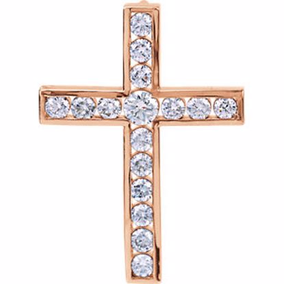 R42310:60010:P 14kt Rose 1 1/4 CTW Diamond Cross Pendant