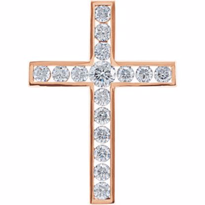 R42310:60012:P 14kt Rose 1 1/2 CTW Diamond Cross Pendant