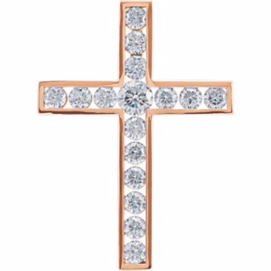 R42310:60012:P 14kt Rose 1 1/2 CTW Diamond Cross Pendant