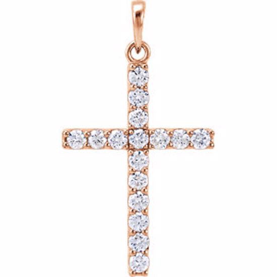 R42308:60003:P 14kt Rose 3/4 CTW Diamond Cross Pendant 