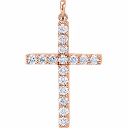 R42308:60009:P 14kt Rose 1 1/2 CTW Diamond Cross Pendant 