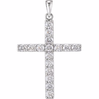 R42308:60010:P Platinum 1 1/2 CTW Diamond Cross Pendant 