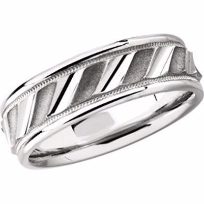 50181:301135:P Platinum 6.75mm Grooved Design Band Size 8.5