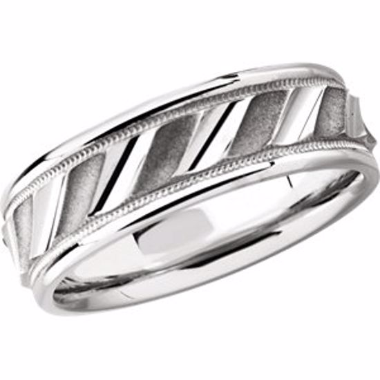 50181:301135:P Platinum 6.75mm Grooved Design Band Size 8.5