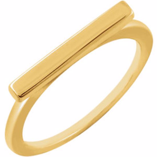 651823:100:P 14kt Yellow Horizontal Bar Ring