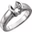 121225:100008:P Sterling Silver 6.5mm Round Half Bezel Engagement Ring Mounting