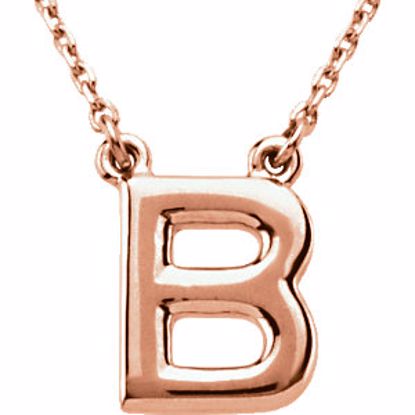 84634:60001:P 14kt Rose Letter "B" Block Initial 16" Necklace