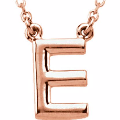 84634:60004:P 14kt Rose Letter "E" Block Initial 16" Necklace