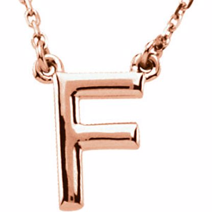 84634:60005:P 14kt Rose Letter "F" Block Initial 16" Necklace