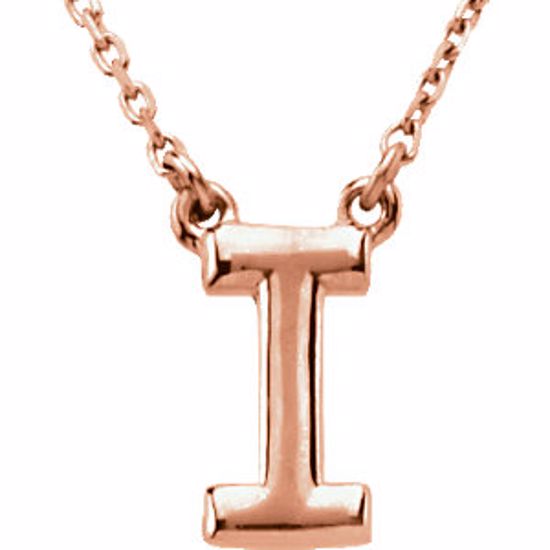 84634:60008:P 14kt Rose Letter "I" Block Initial 16" Necklace