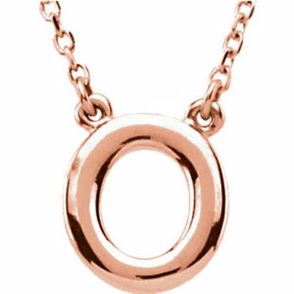 84634:60014:P 14kt Rose Letter "O" Block Initial 16" Necklace