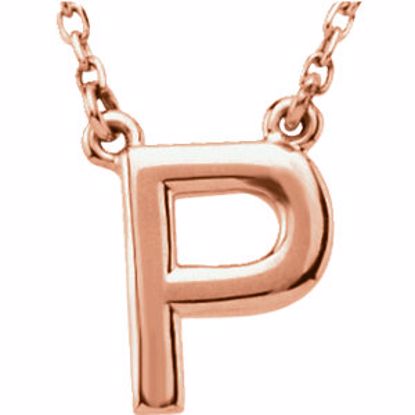 84634:60015:P 14kt Rose Letter "P" Block Initial 16" Necklace