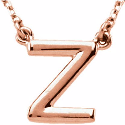 84634:60025:P 14kt Rose Letter "Z" Block Initial 16" Necklace