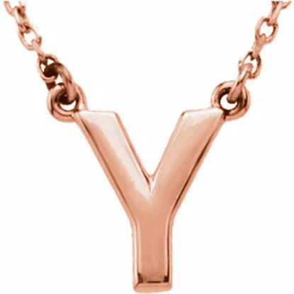 84634:60024:P 14kt Rose Letter "Y" Block Initial 16" Necklace