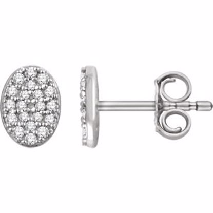 651831:60001:P 14kt White 1/6 CTW Diamond Oval Cluster Earrings