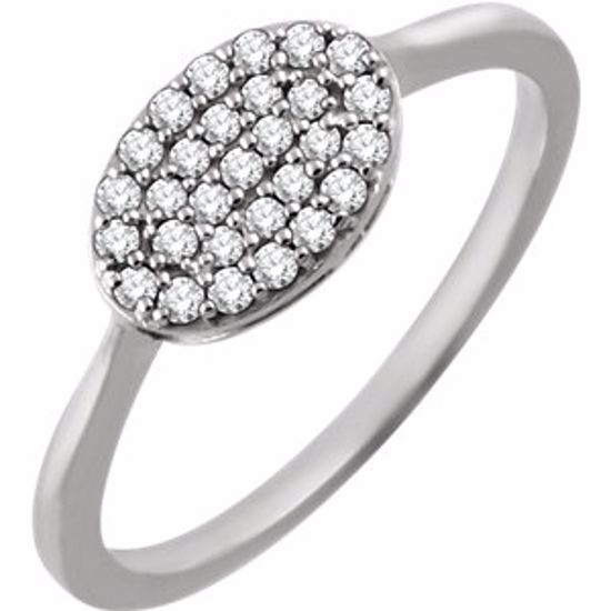 651833:60001:P 14kt White 1/5 CTW Diamond Oval Cluster Ring