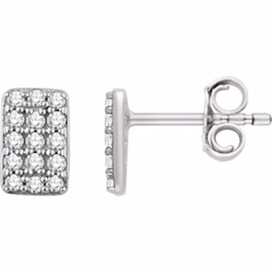 651837:60001:P 14kt White 1/5 CTW Diamond Rectangle Cluster Earrings