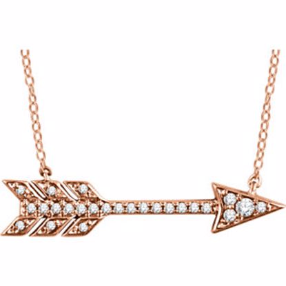 651830:60002:P 14kt Rose 1/10 CTW Diamond Arrow Necklace