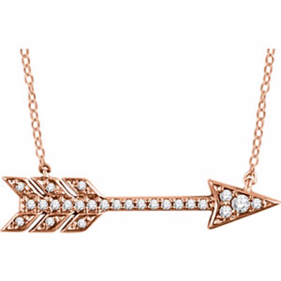 651830:60002:P 14kt Rose 1/10 CTW Diamond Arrow Necklace