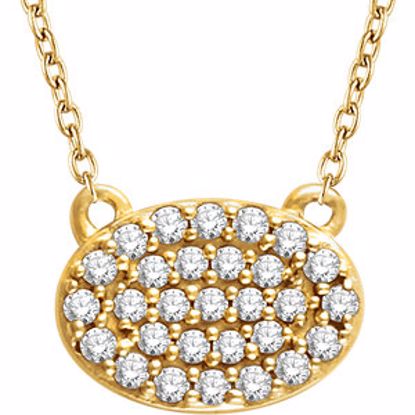 651832:60000:P 14kt Yellow 1/5 CTW Diamond Oval Cluster 16-18" Necklace