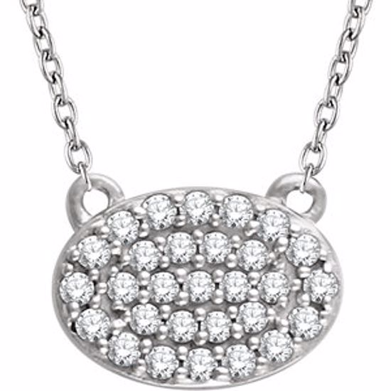 651832:60001:P 14kt White 1/5 CTW Diamond Oval Cluster 16-18" Necklace