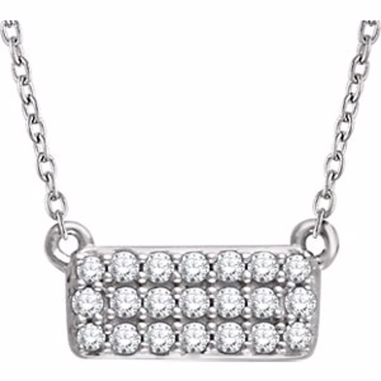 651838:60001:P 14kt White 1/6 CTW Diamond Rectangle Cluster 16-18" Necklace