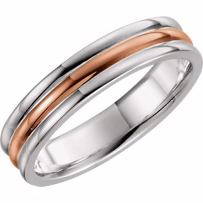 51340:2038:P 14kt White & Rose 5mm Band Size 12.5