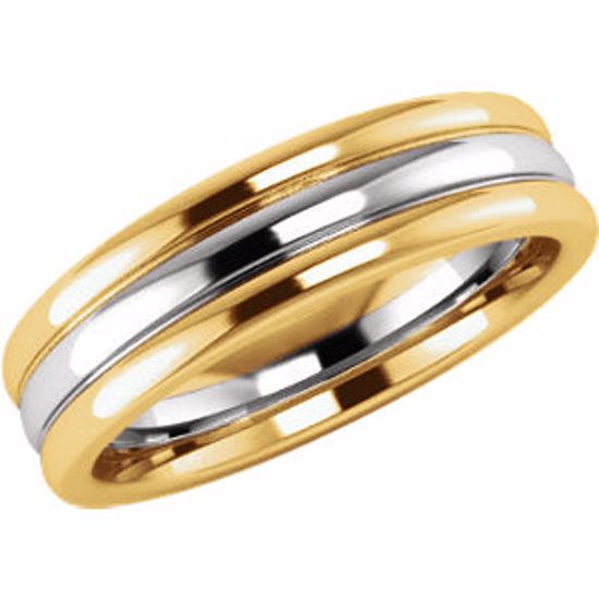 51340:2004:P 14kt Yellow & White 5mm Band Size 8.5