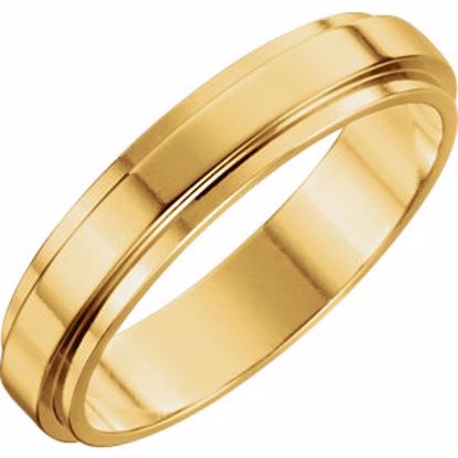 51341:2044:P 18kt Yellow 5mm Flat Edge Band Size 9