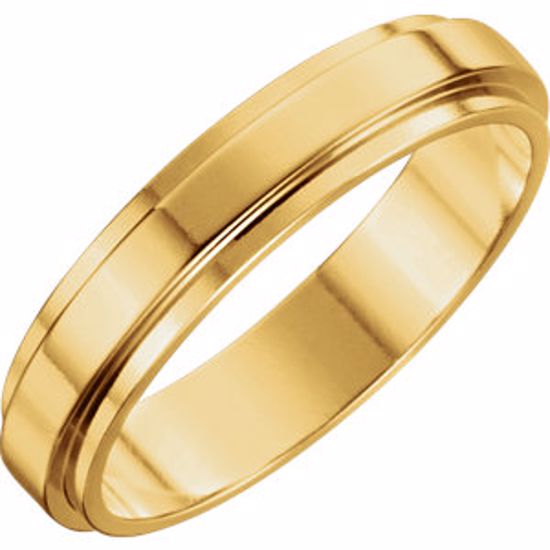 51341:2045:P 18kt Yellow 5mm Flat Edge Band Size 9.5