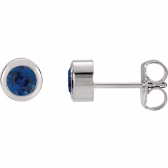 61086:60017:P 14kt White Blue Sapphire Earrings