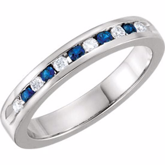 62855:60038:P Blue Sapphire & 1/8 CTW Diamond Classic Channel Set Anniversary Band