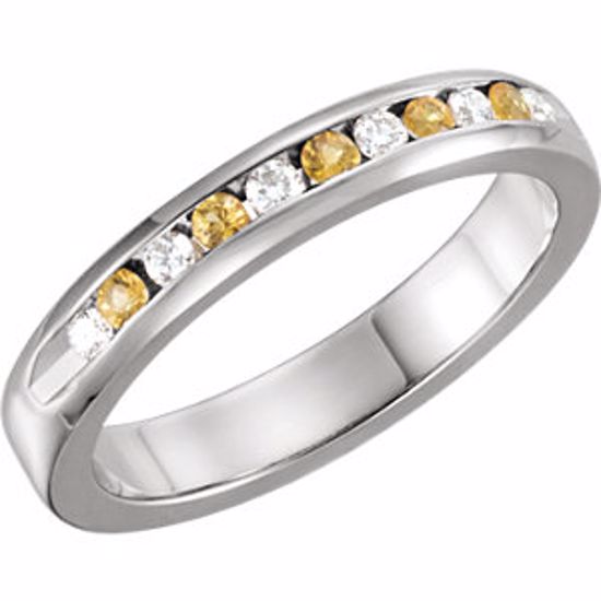 62855:60039:P Yellow Sapphire & 1/8 CTW Diamond Classic Channel Set Anniversary Band