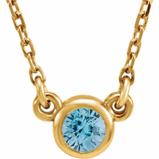 61134:60030:P 14kt Yellow Blue Zircon 16" Necklace