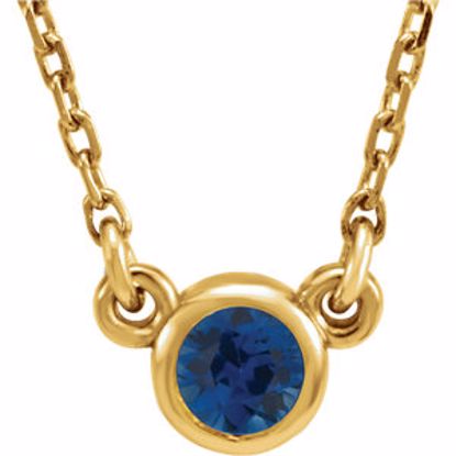 61134:60024:P 14kt Yellow Blue Sapphire 16" Necklace