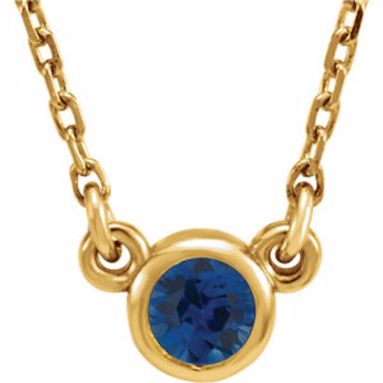 61134:60024:P 14kt Yellow Blue Sapphire 16" Necklace