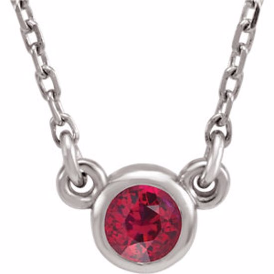 61134:60019:P 14kt White Ruby 16" Necklace