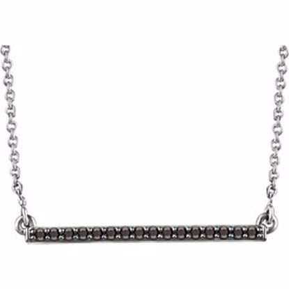 651738:6004:P 14kt White Rhodium Plated 1/6 CTW Black Diamond 18" Bar Necklace