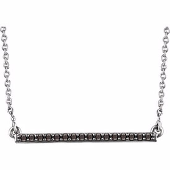 651738:6004:P 14kt White Rhodium Plated 1/6 CTW Black Diamond 18" Bar Necklace