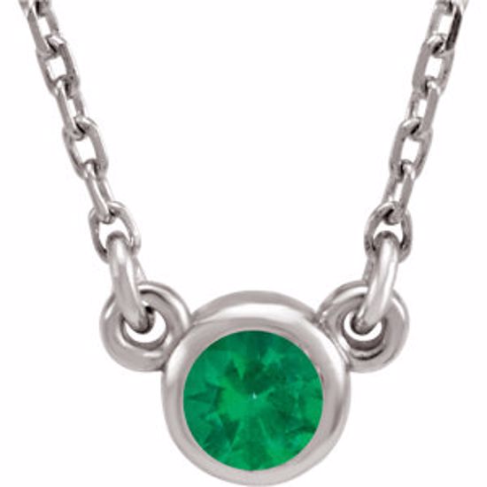 61134:60015:P 14kt White Emerald 16" Necklace 