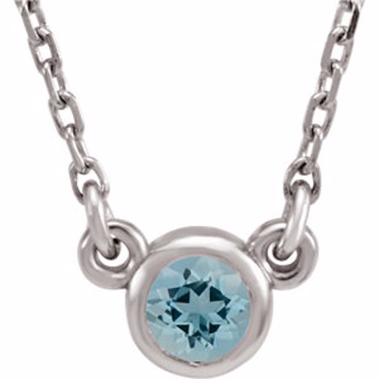 61134:60011:P 14kt White Aquamarine Bezel 16" Necklace 