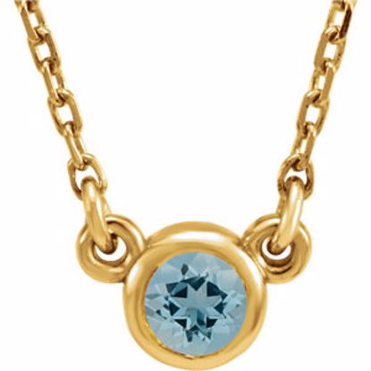 61134:60012:P 14kt Yellow Aquamarine Bezel 16" Necklace 