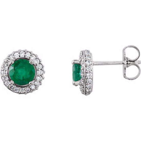 68602:60006:P Platinum Emerald & 3/8 CTW Diamond Earrings