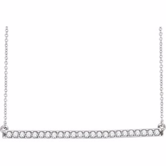 651084:60004:P 14kt White 1/3 CTW Diamond Bar 16-18" Necklace