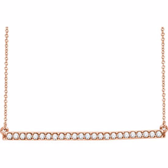 651084:60005:P 14kt Rose 1/3 CTW Diamond Bar 16-18" Necklace