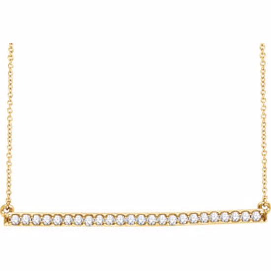 651084:60003:P 14kt Yellow 1/3 CTW Diamond Bar 16-18" Necklace