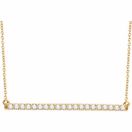 651084:60006:P 14kt Yellow 1/2 CTW Diamond Bar 16-18" Necklace