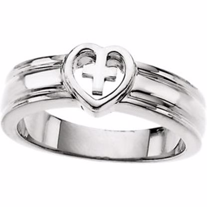 R7031:62959:P Continuum Sterling Silver Heart & Cross Ring