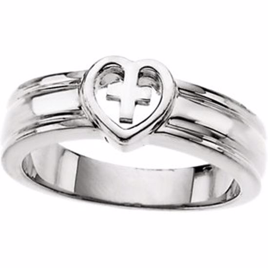 R7031:62959:P Continuum Sterling Silver Heart & Cross Ring